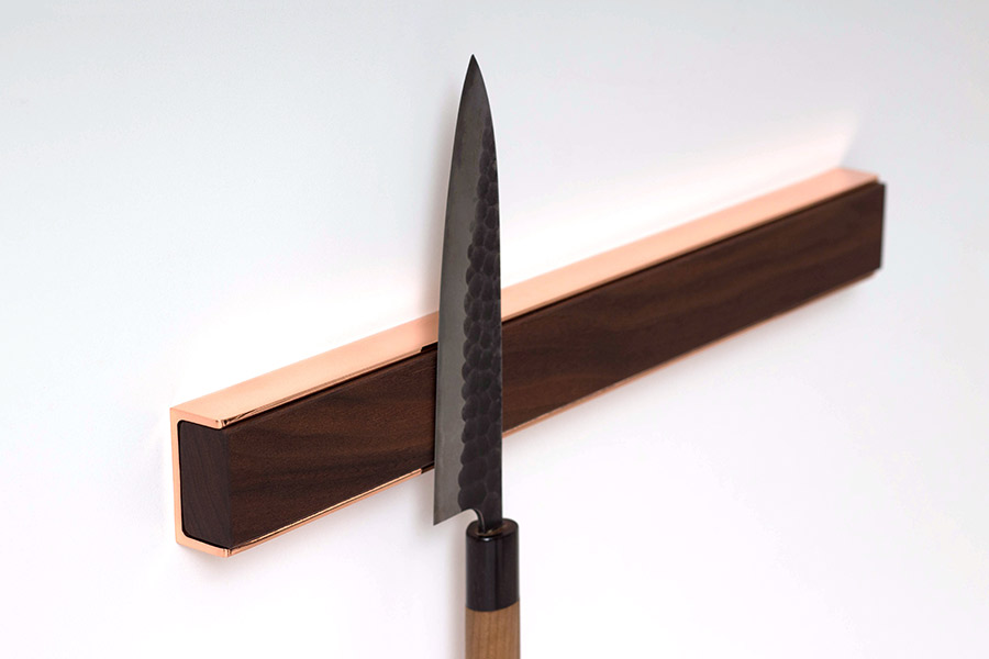 Oishya Magnetic Knife Rack Holder Walnut Copper