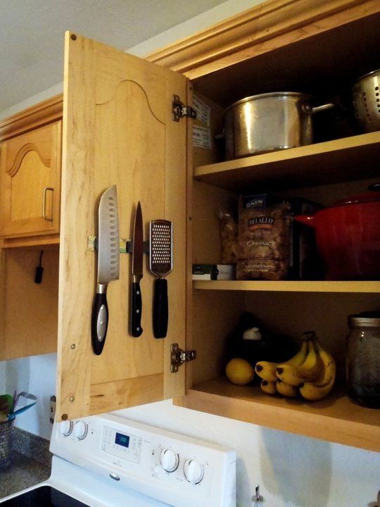 magnetic knife rack in the kitchen where to hang inside cabinet door