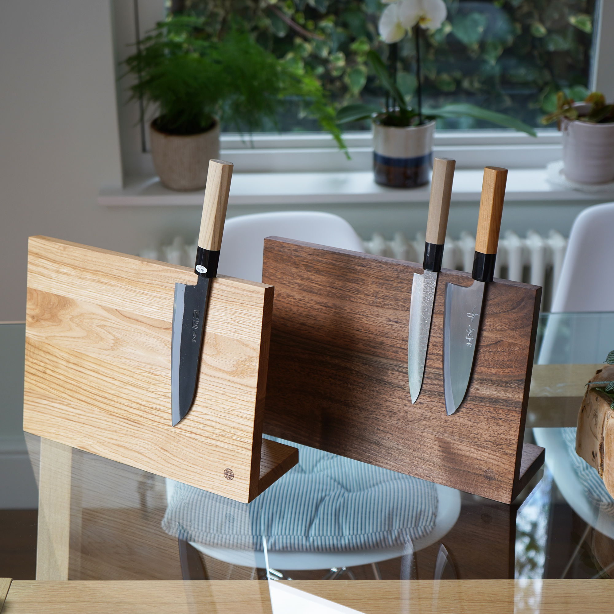 Solid Wood Magnetic Knife Stand Block walnut oak kitchenware