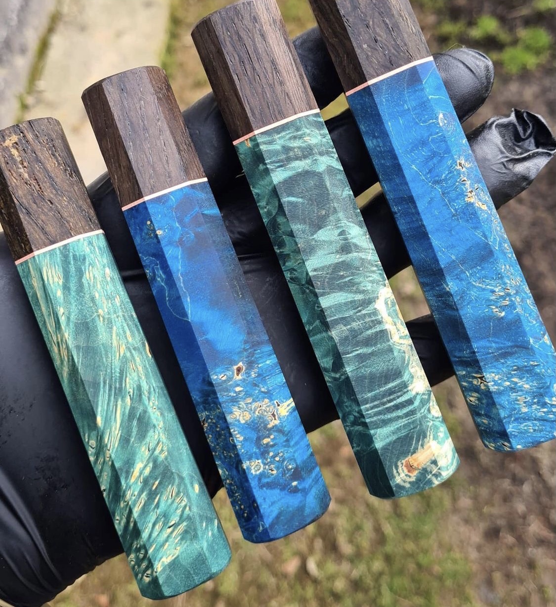 Sakai Kyuba knife handles oak bog wood