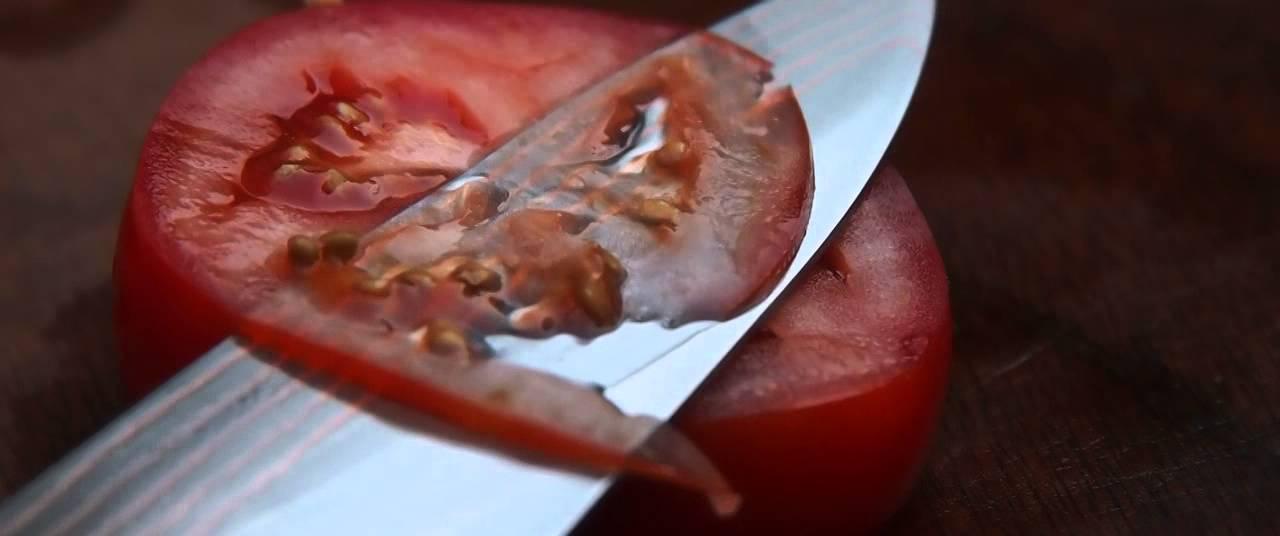 sharpening kitchen knife tomato test