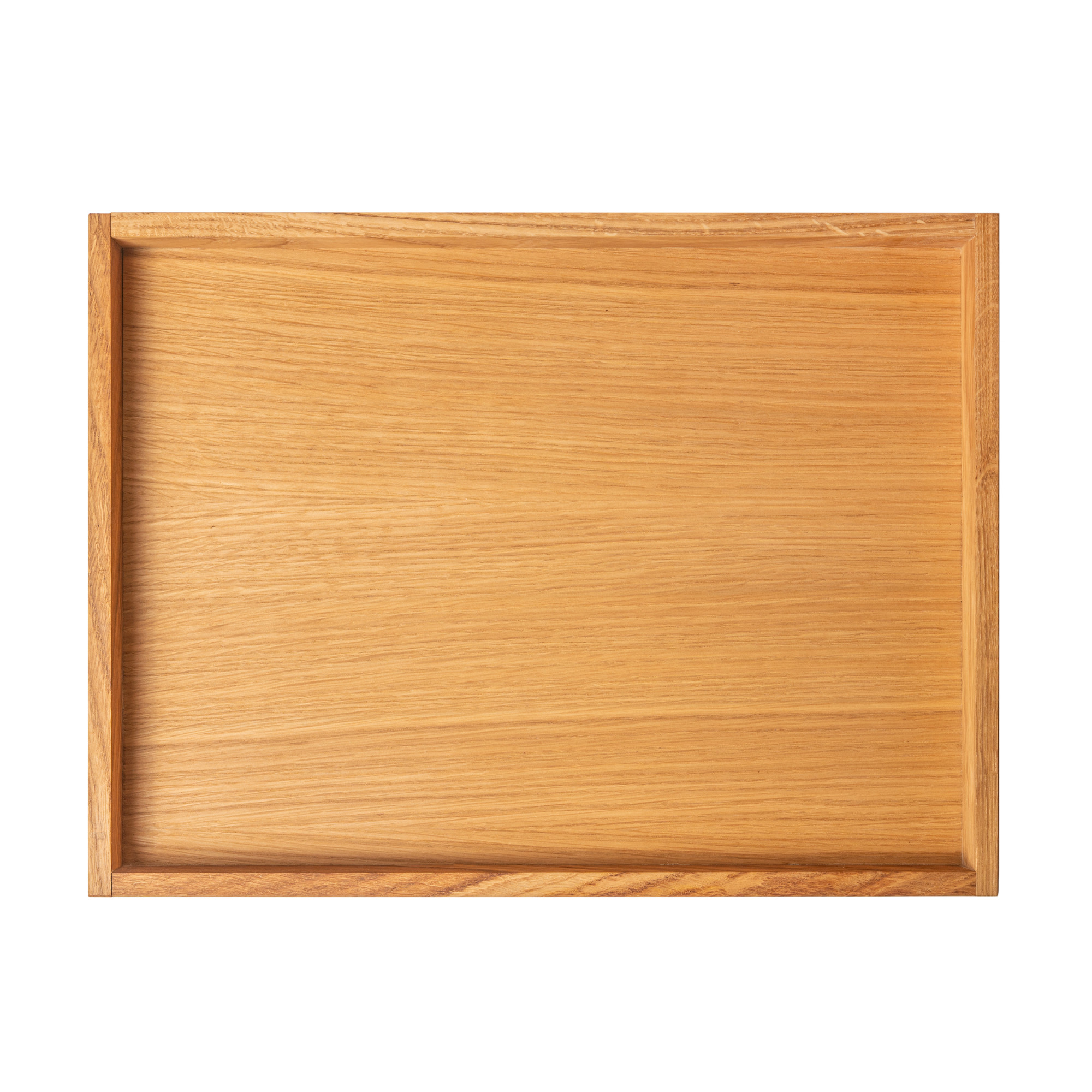 Oak medium wooden tray on white background