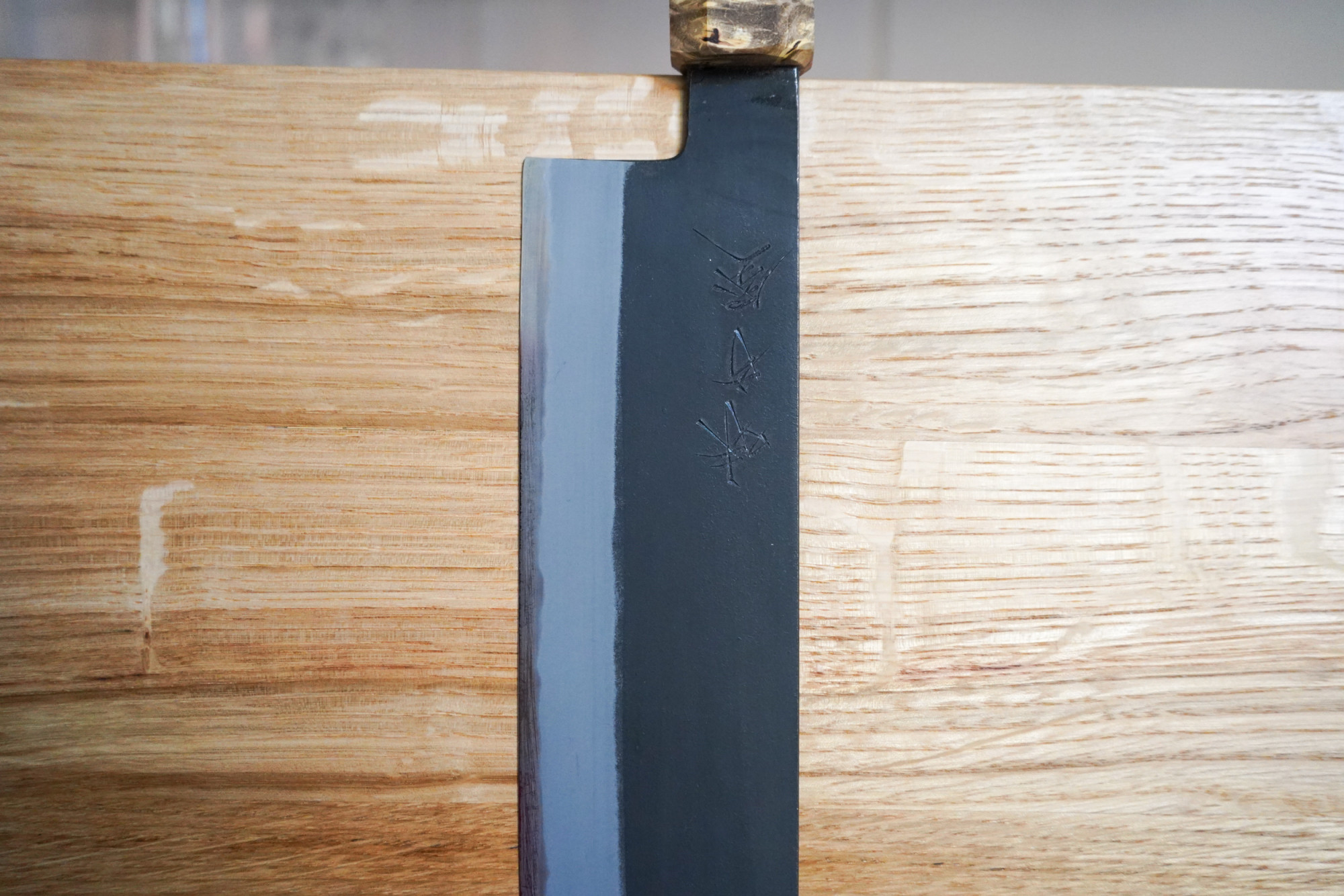 Mutsumi Hinoura Nakiri 165mm Shirogami Kurouchi Custom Japanese Knife