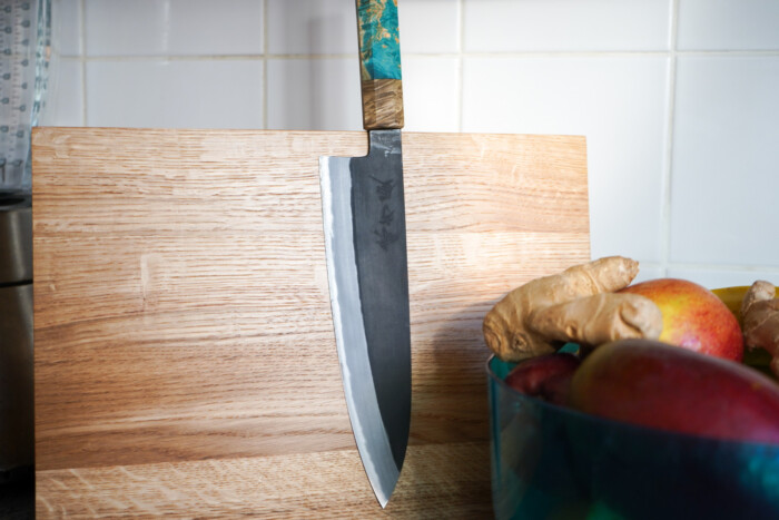Mutsumi Hinoura Gyuto 210mm Shirogami Nashiji Kurouchi maßgeschneidertes japanisches Messer