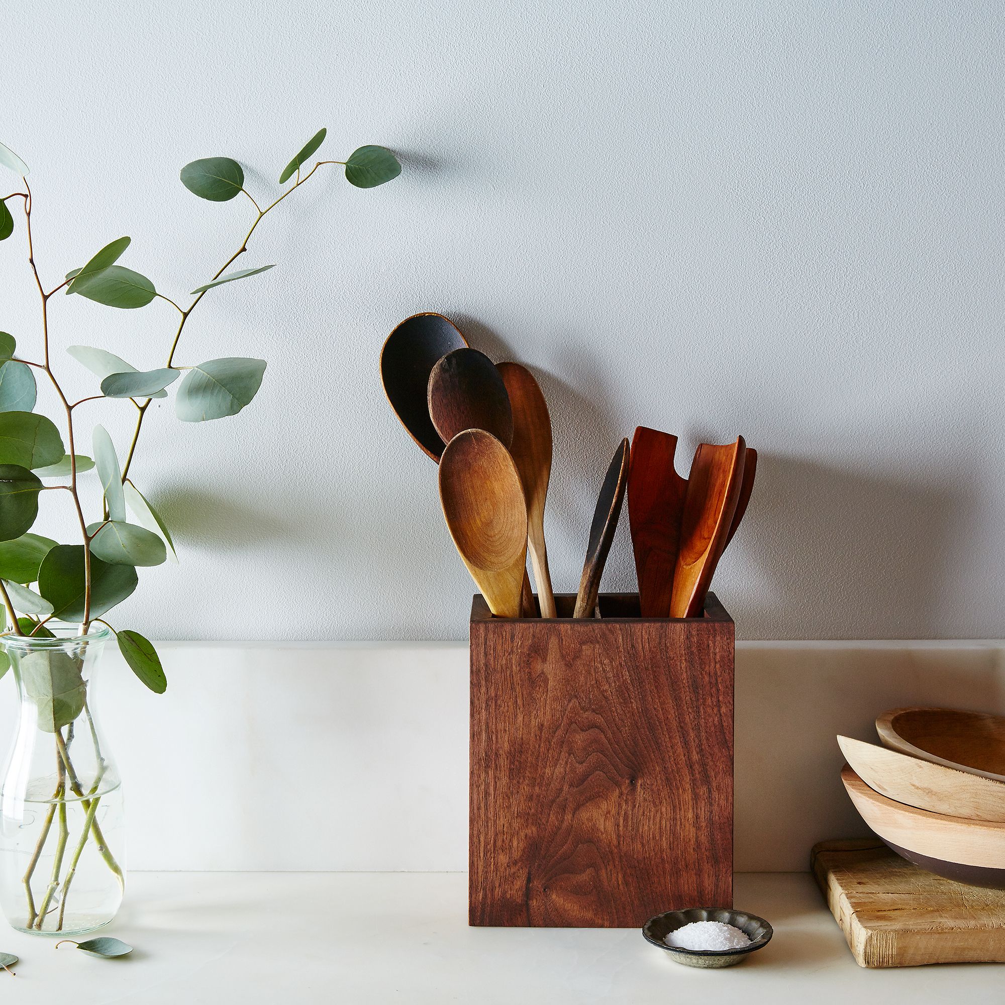kitchen utensils holder walnut wooden handmade