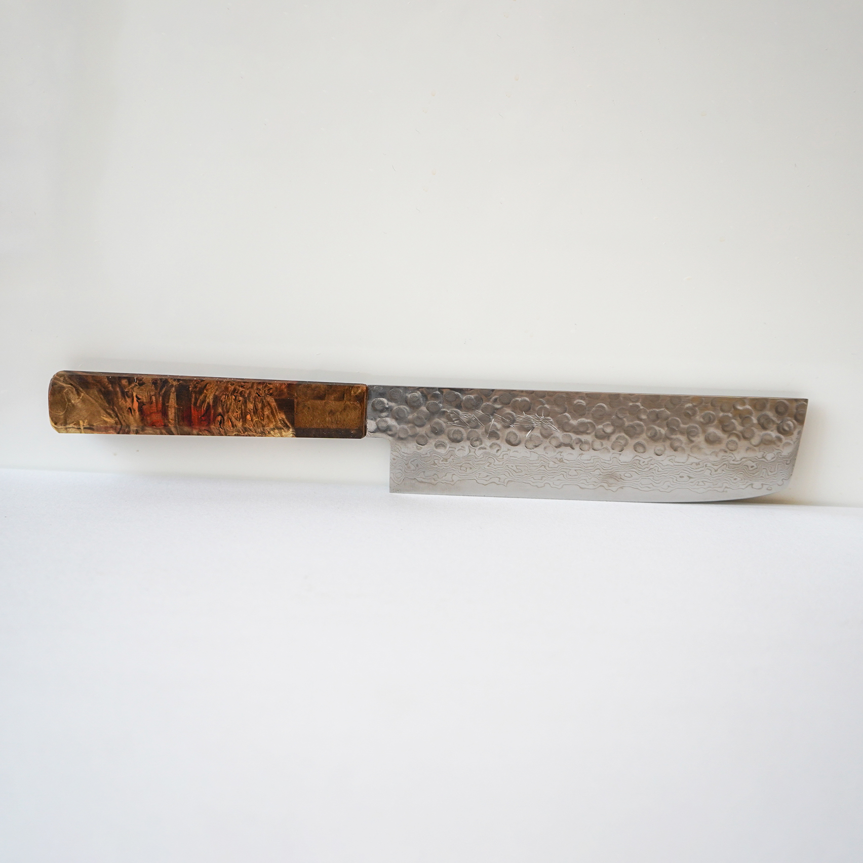Sakai Kyuba – Vegetable Knife – The Nakiri with Natural Brown handle on white background