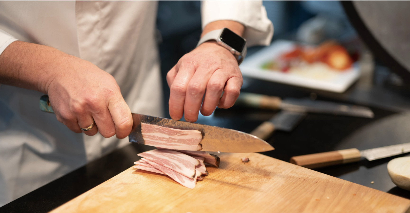 Chef cutting- Sakai Kyuba Gyuto- japanese kitchen knives