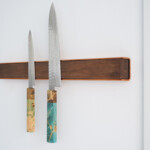 Wall Mounted Magnetic Wood Knife Rack - Walnut Copper Closeup