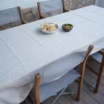Linen Tablecloth Stonewashed – Natural, outdoors dining table seating