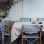 Linen Tablecloth Stonewashed – Natural, outdoors dining table