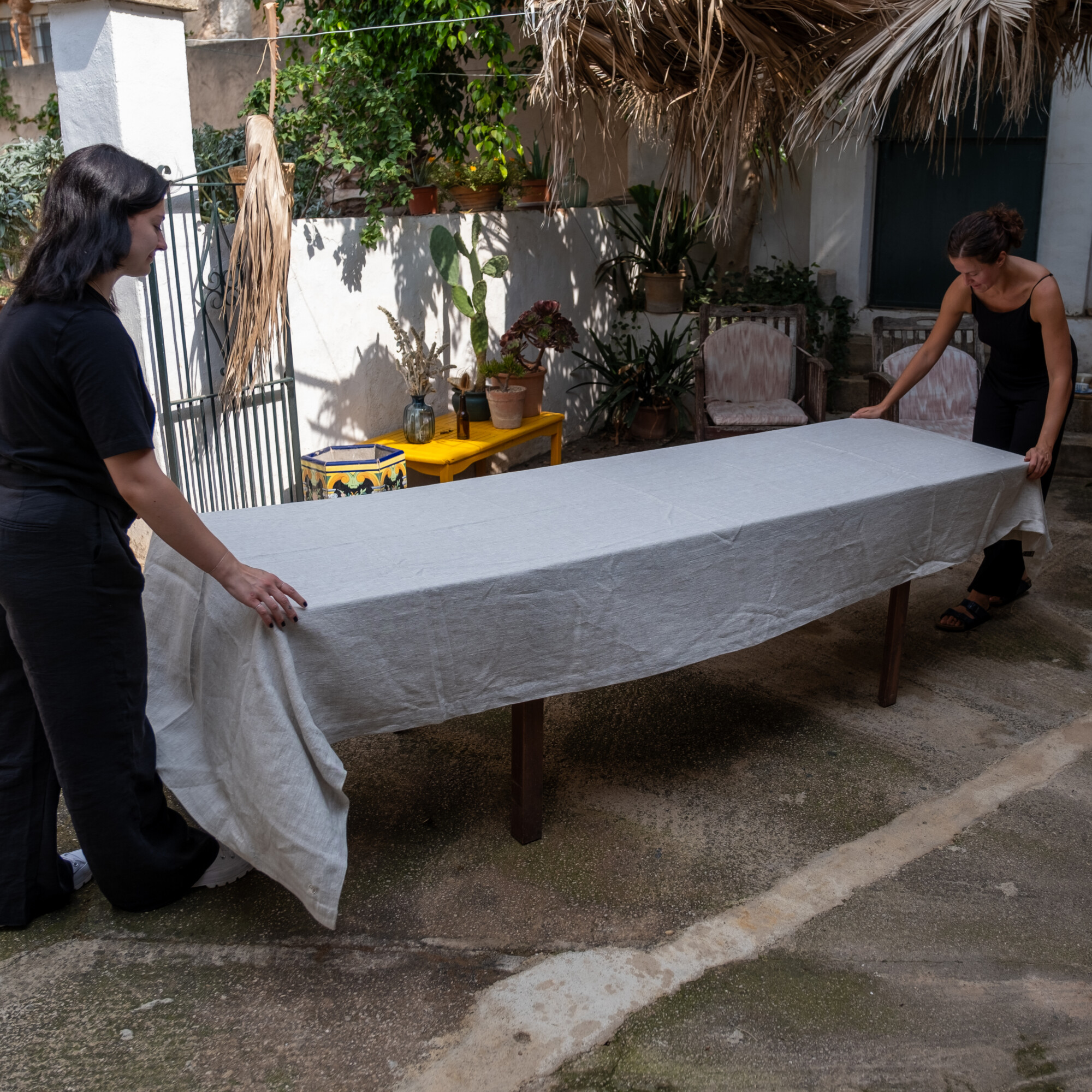Stonewashed linen tablecloth