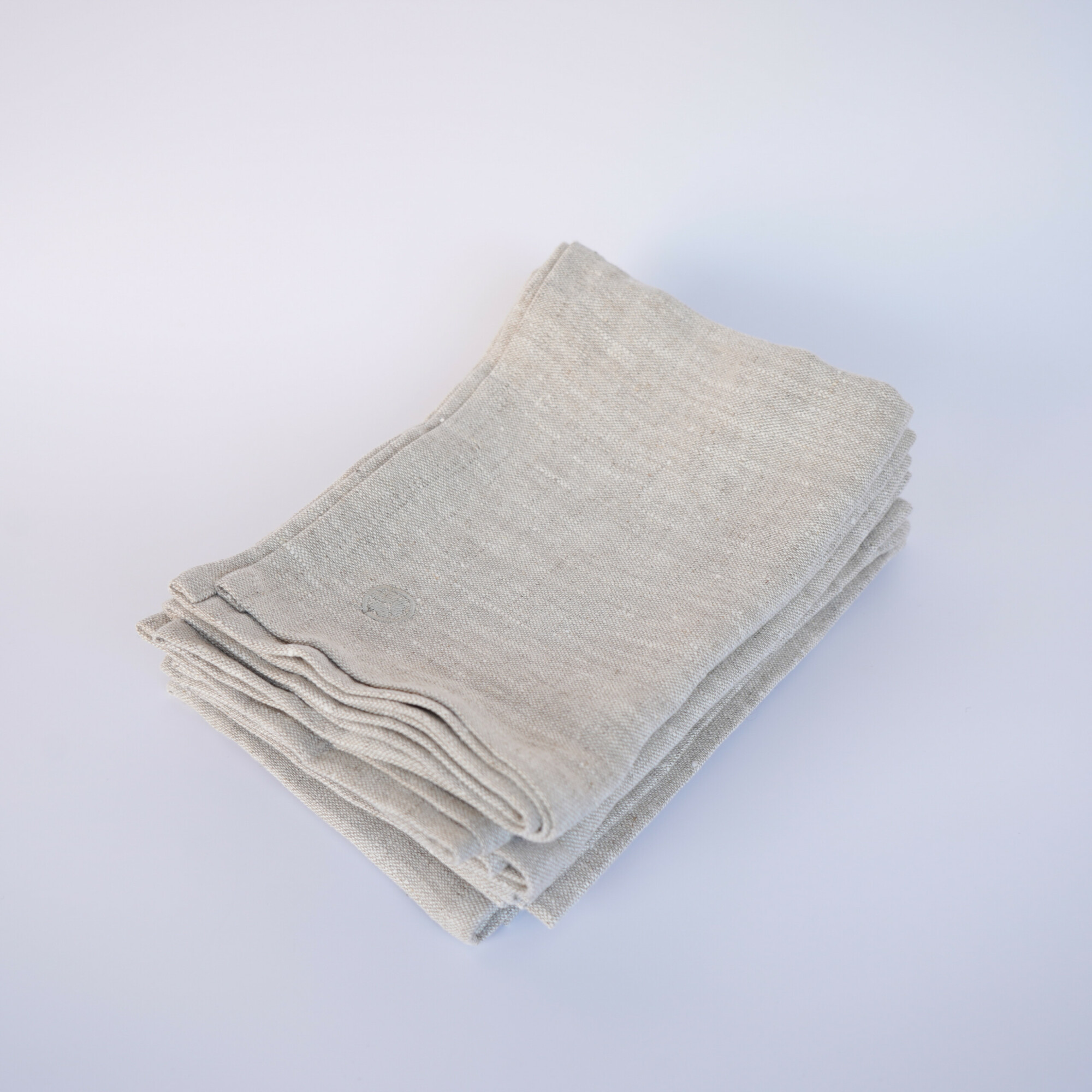 Kitchen Linen Set Of 6 Tea Towels – Natural, stacked