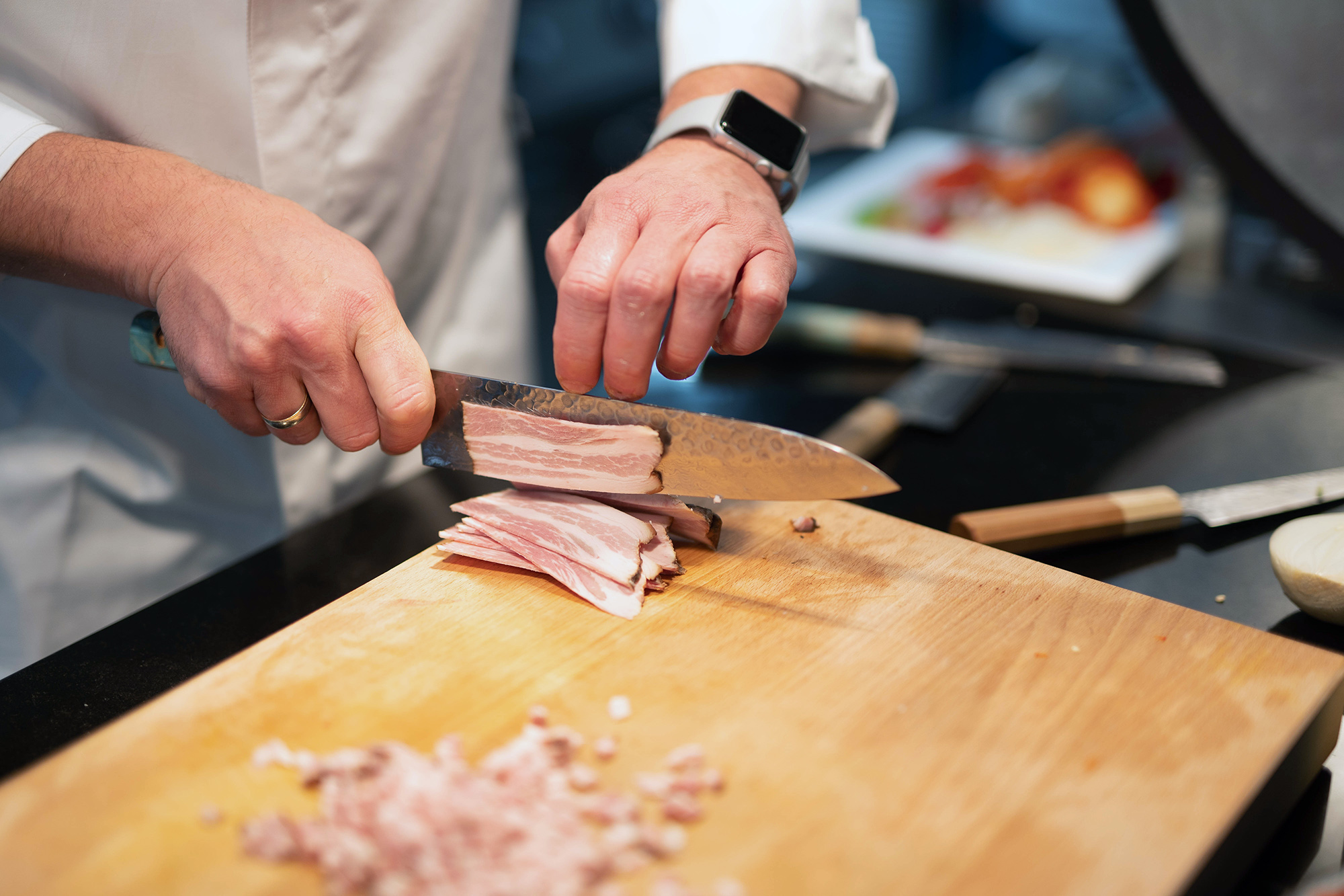 Sakai Kyuba Gyuto knife- Chef cutting
