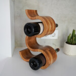 Wooden Wine Rack x 5 Bottles The Wave – Oak, from behind