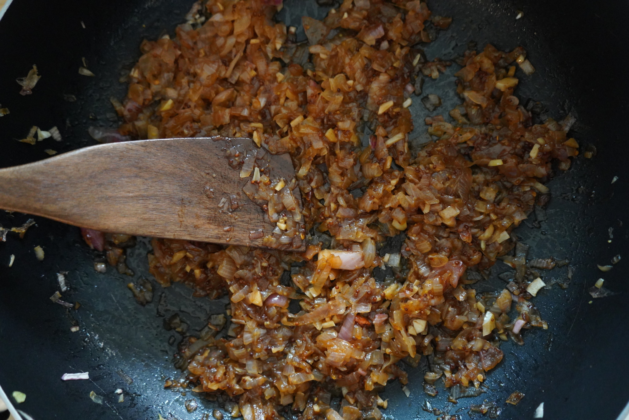 Caramelised onion chutney recipe in the making