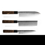 Seki Kyuba RYU SET Santoku Nakiri Petty Natural Brown